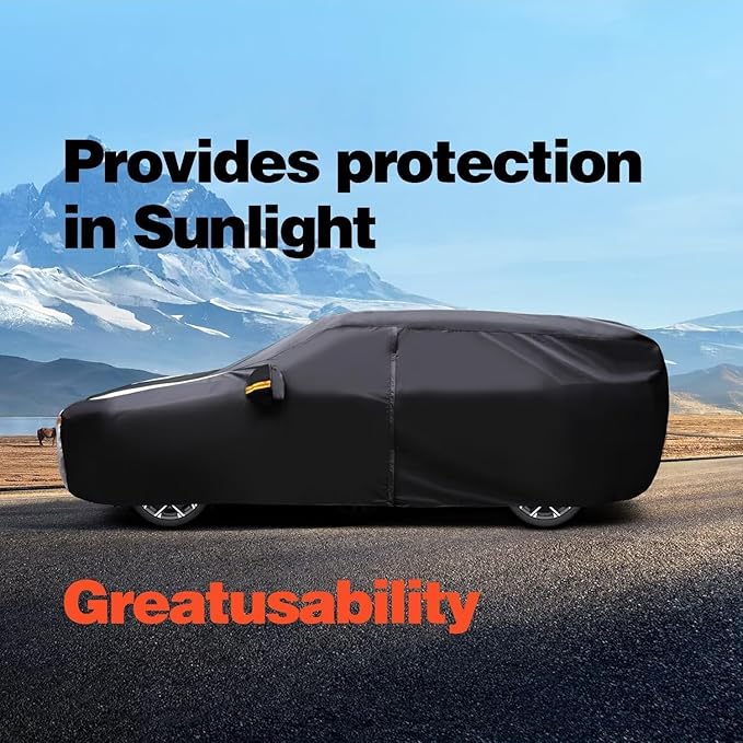 10 Layers Car Cover Custom Fit for Sequoia100% Waterproof All Weather Automobiles, Gift with Towel, Heavy Duty Car Covers for Rain Sun UV Protection with Door Zipper.