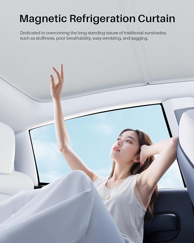 Tesla Model Y Glass Roof Sunshade 2020-2025, Advanced Nano Ice-Film Honeycomb Technology, Magnetic Easy Install Heat Shield, Superior IR Blocking, Zero Sag, High-Elasticity Anti-Wrinkle Fabric, Silver