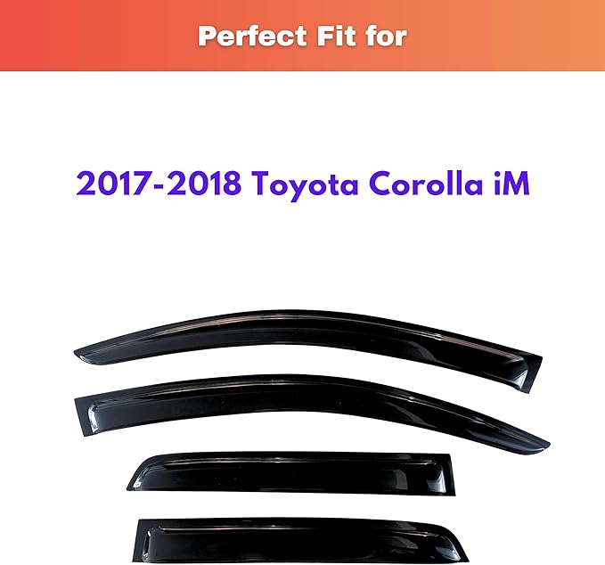 KPY Rain Guards Fit for 2017-2018 Toyota Corolla iM, Out-Channel Window Visors Vent Wind Deflectors 4PC, Car Accessories for 17-18 Corolla iM (iM Model Only)