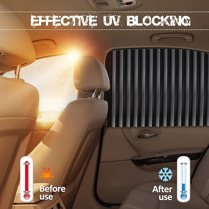 XCBYT Car Window Shades - 2 Pack Car Privacy Curtain 99% Block Light Magnetic Sun Shade for Baby Privacy Protection Keep Cool in Summer Insulate Heat and UV for Sleep Camping Breastfeeding