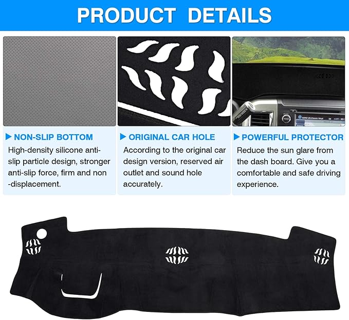 Autorder Dashboard Cover Mat for 2016-2024 Nissan Titan Accessories Dash Cover Flannel Dash Mat Sunshade Glare UV Rays Protector