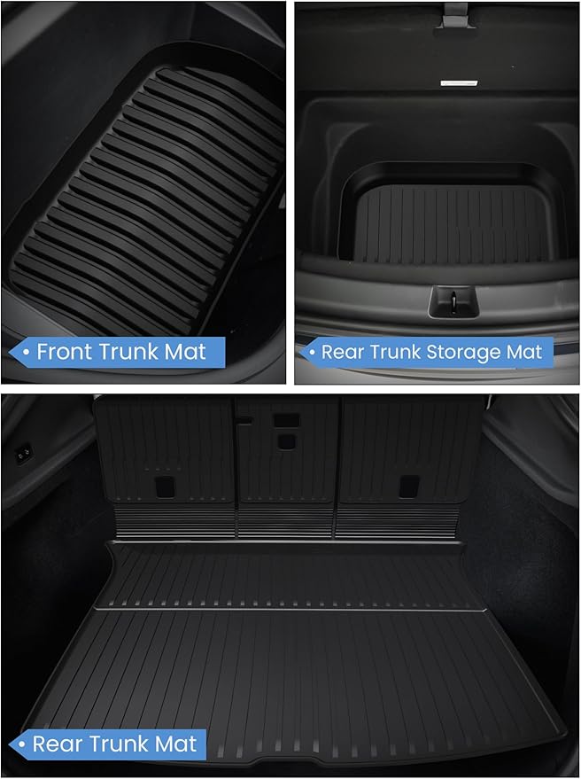 Tesla Model Y Juniper Floor Mats and Cargo Liners, Full Set TPE Floor Liner for 2025 2026 Model Y Cargo Liner Trunk Mat Frunk Backrest Mats, Car Mats for Tesla New Model Y Juniper Accseeories