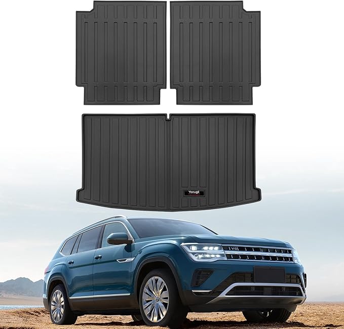 Custom for 2018-2025 2026 VW Atlas 6/7 Seat Cargo Mats Trunk Liner and 3rd Rear Seat Backrest Mat All Weather TPE Protection Mat Accessories (for 2018-2026 VW Atlas 6/7 Seat)