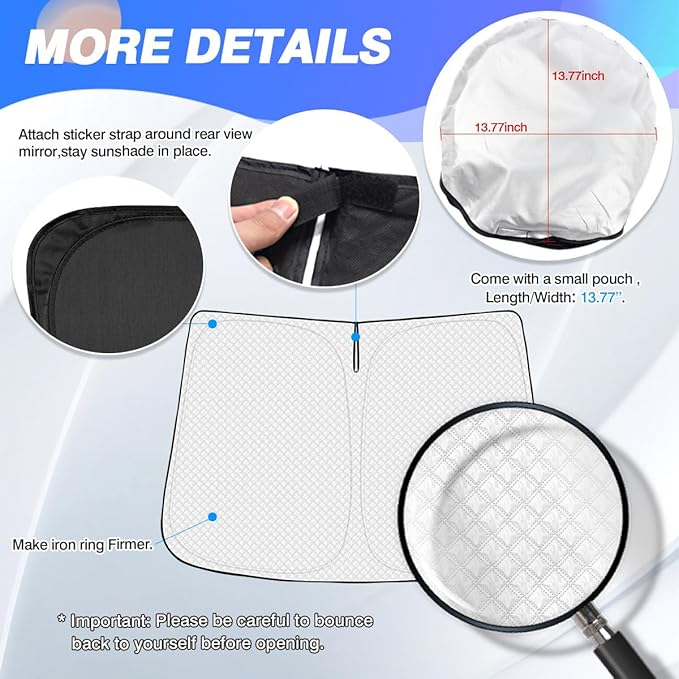 Windshield Sun Shade for 2015-2025 2026 Ford Transit Wagon XL Wagon XLT Accessories Thicken 6-Layer Foldable Front Window Sunshade Cover Sun Visor Protector Block UV Rays Keep Vehicle Cool