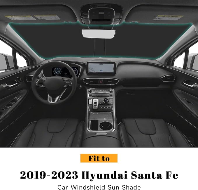 Car Windshield Sun Shade for Hyundai 2019-2023 Santa Fe Accessories (OEM Design) Reflective Foldable Heat Insulation Sunshade for Ultimate Protection