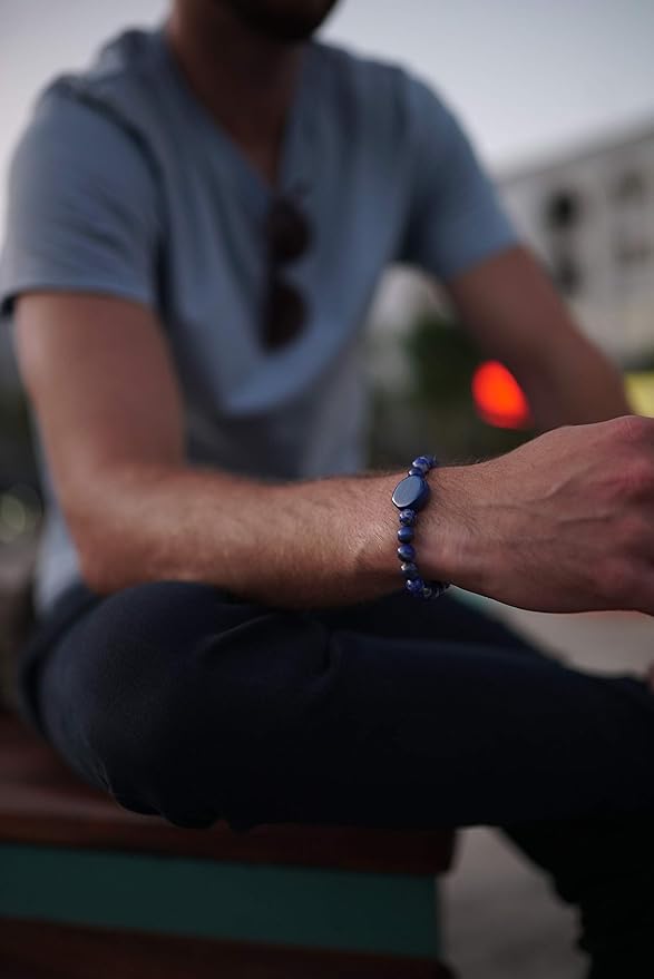 CNICK Tesla Key Bracelet Accessories: Effortlessly Lock, Unlock, and Start Your Tesla Model 3/Y/X/S with Style, The First Tesla Bracelet Accessory for Men and Women. (18cm/7.1" Lapis)