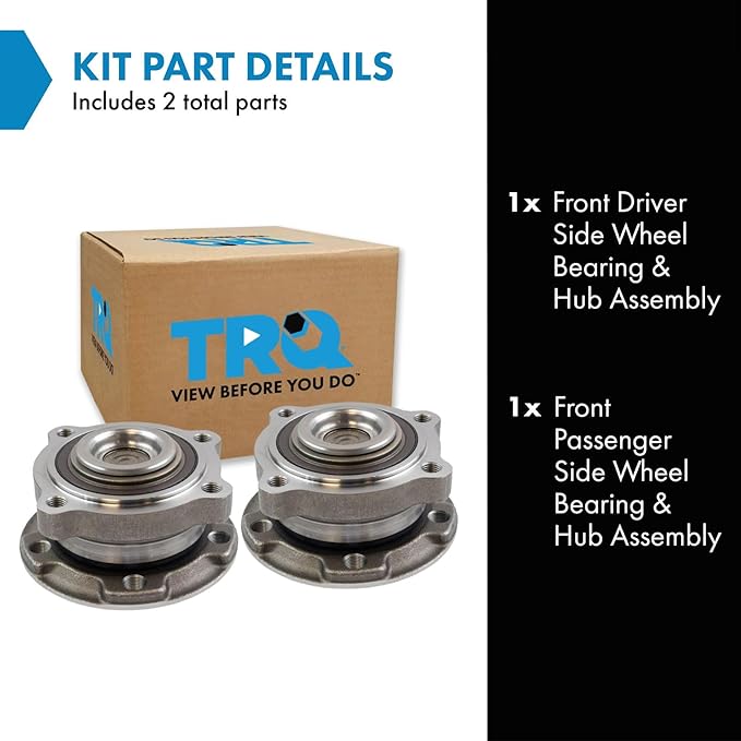 TRQ 2 Piece Front Passenger Side Wheel Bearing & Hub Assembly Set with ABS Sensor Compatible with 2014-2016 BMW X5 2015-2016 X6