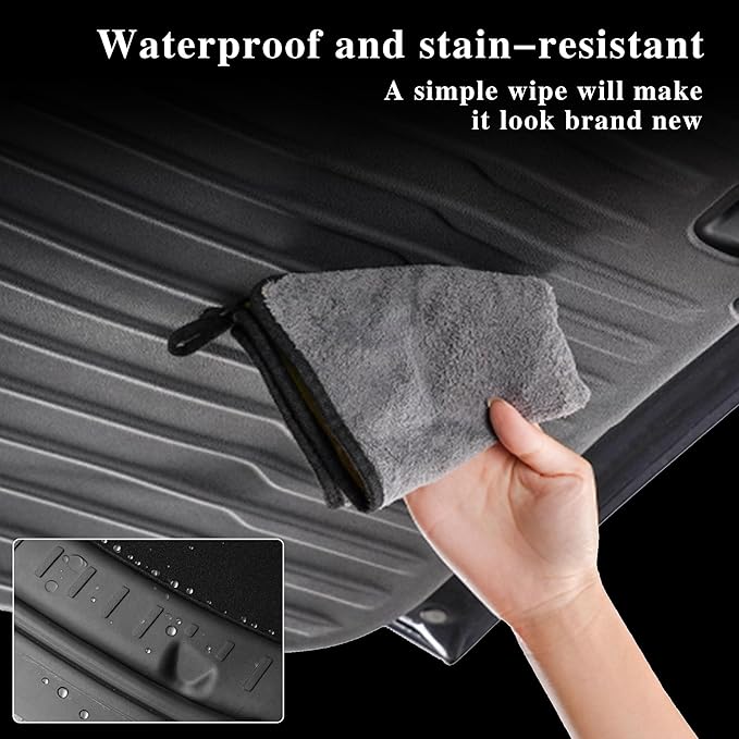 Trunk Tailgate Mat, Rear Bumper Guard & Side Protector Set for 2025 2026 Tesla Model Y Juniper 5-Seater TPE Black Rear Door Back Protective Liners, Trunk Bumper Guard, Sill Cover & Cargo Mat – 4pcs