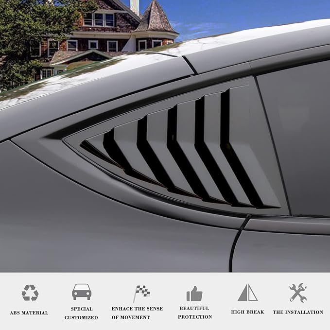 YHCDSEA for Model Y Side Window Louver Cover Sport Style for Tesla Model Y 2021 2022 2023 2024 2025 2026 Accessories (Glossy Black)