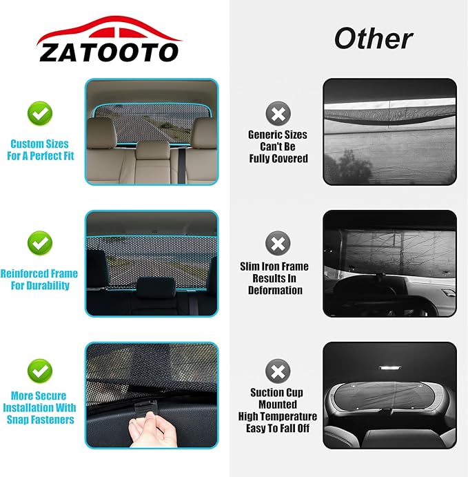 ZATOOTO Rear Window Sun Shade for Toyota RAV4 2019-2024, Visible Back Windshield Shades for Safety Driving UV Rays Protection Reduce Heat Mesh Window Shade for Baby in Car