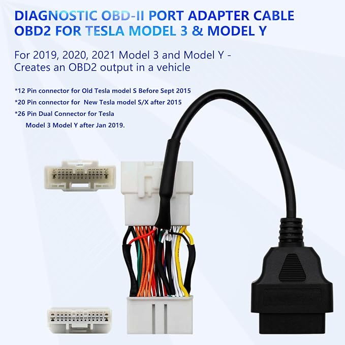 6 Pcs Diagnostic Cables Set for Tesla Model S 3 X Y, USB OBD2 Diagnostic Tools Adapter, with OBDII Adapter Harness 1013230-00-A, 1137658-00-C, 1930388-00-A