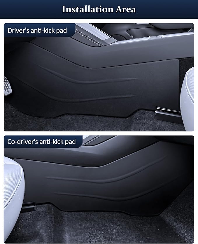 2025 Tesla Center Console Anti Kick Pad Protector Model 3 2024 Highland 2Pcs TPE Seat Anti-Dirty Mat Waterproof Dust Resistant Protector Cover Leather Pad Model 3 Accessories