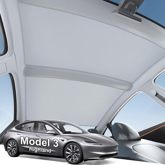 2025 Upgrade Sunshade Roof for Tesla Model 3 Highland 2022-2025 Accessories, Sag-Free&No Gap, Heat Insulation Glass Roof Shade Sunroof, No-light Leakage OEM-fit Roof Sunshade Accessories