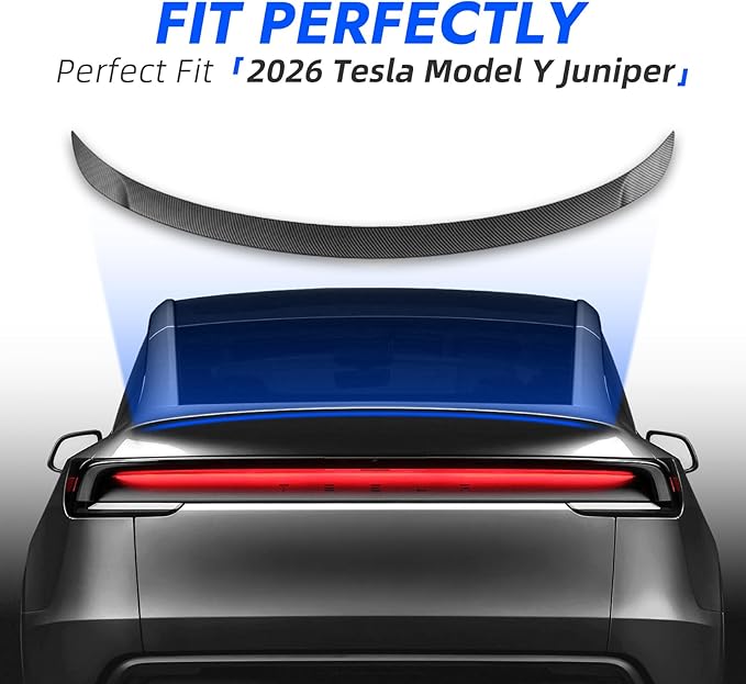 Spoiler for 2026 2025 Tesla Model Y Juniper ABS Material Rear Spoiler Wings Rear Trunk Lip 2025 2026 Tesla Model Y Juniper Accessories(Matte Carbon Fiber)