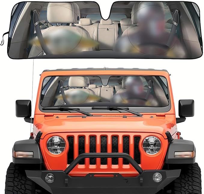 Horror J Windshield Sun Shade for Car SUV Truck (53x17 Inches), Automobile Sunshade, Protector Blocks UV, Christmas Car Decor