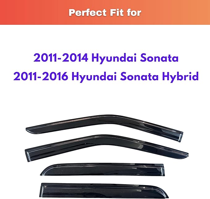 KPY Rain Guards Fit for 2011-2014 Hyundai Sonata, Out-Channel Window Visors Vent Wind Deflectors 4PC, Car Accessories for 2011-2016 Hyundai Sonata Hybrid