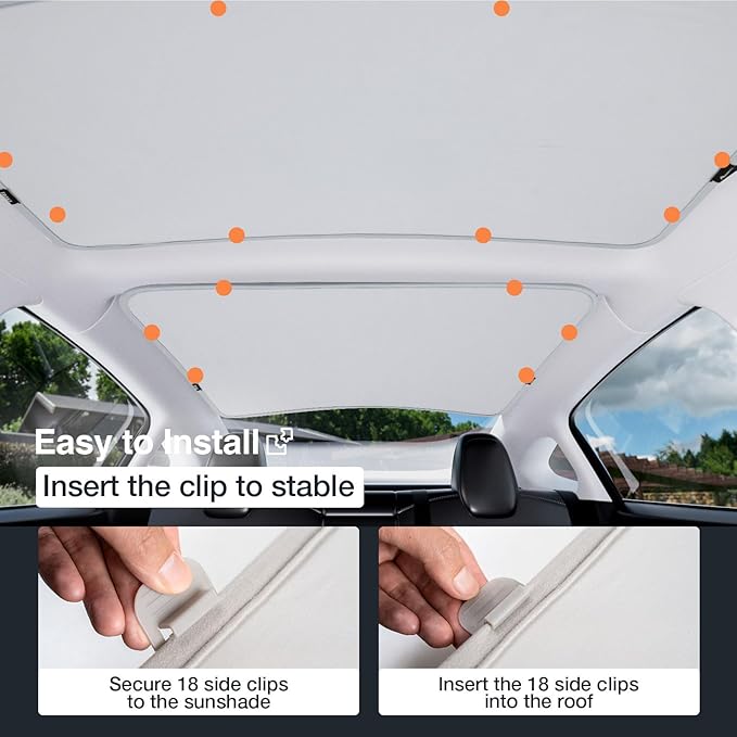 2025 Tesla Model 3 Sunshade for Tesla Model 3 Accessories No Sag Sun Protection Roof Shade Heat Insulation Foldable Roof Sun Shade Car Accessories 2024-2025