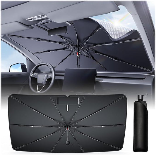 Car Windshield Sun Shade Umbrella [2026 Ice Shield] Custom Fit: GMC Terrain, Kia Seltos, Buick Envista & More Compact SUV/Sedan Car Accessories, Anti-Scratch Max Cool Interior Protector