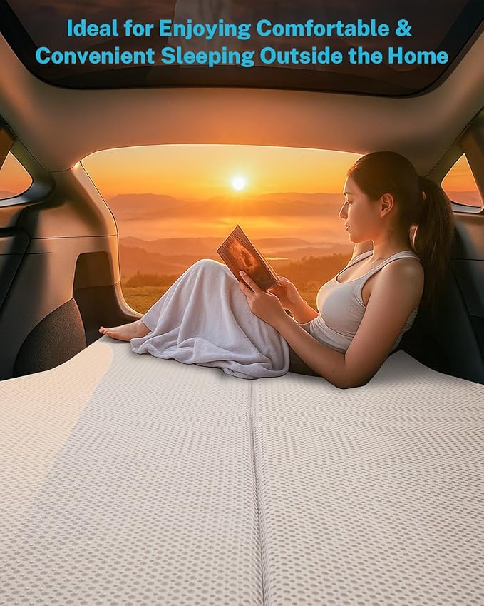 Gonex Foam Mattress for Tesla Model Y 3, 2" Foam Car Camping Mattress with Washable Mesh Cover for Superior Support, Foldable with Storage Bag, Fits Frunk Trunk, Portable for Road Trips, 75" x 44.5"