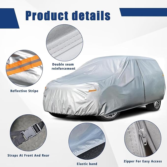 Kayme 6 Layers Hatchback Car Cover Custom Fit for Kia Carnival/Sedona (2002-2026), Waterproof All Weather for Automobiles,Rain Sun UV Protection.Silver