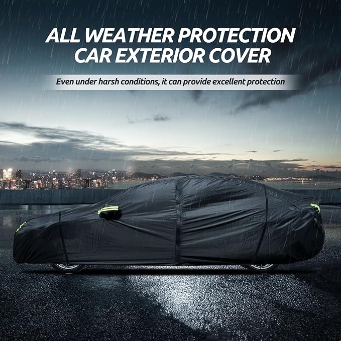 Migaven 6 Layers Car Cover Custom Fit for Model 3 Car Cover 2017-2025 Waterproof Full Exterior Cover Rain Snow Protection with Charging Port Ventilated Mesh Door Zipper