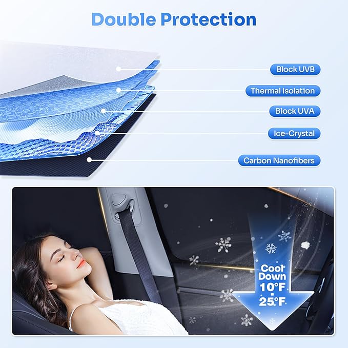 Window Shades for 2025 2026 New Tesla Model Y Juniper Accessories Windshield Sun Shade Side Rear Window Covers Sunshade Sun Visor Shield Privacy Protection for Camping Keep Car Cool Black 8PCS
