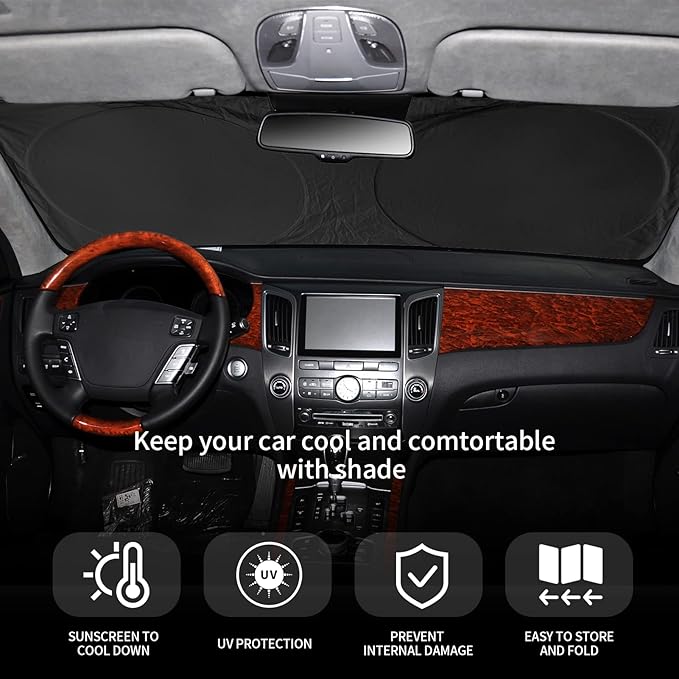 INSAUTO for 2026 CRV Windshield Sun Shade Sunshade Foldable Custom Fit 2023 2024 2025 Honda CR-V Accessories Windshield Cover Front Window Shield Blocks UV Rays and Heat Car Interior Protector