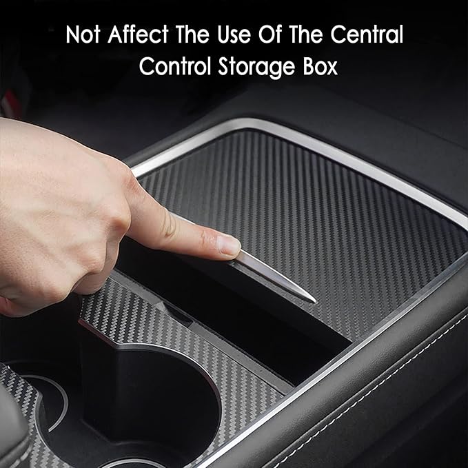 Farmogo Center Console Carbon Fiber Wrap Kit for Tesla Model Y 2020-2024 & Model 3 2021-2023 2PCS Center Console Cover Interior Decoration Wrap Kit for Tesla Model Y/3 Accessories (Matte Carbon Fiber)