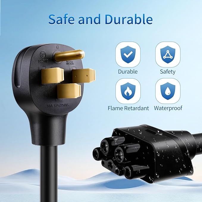 NEMA 14-50 Adapter for Tesla Gen 2 Mobile Connector, 240V 32A Heavy-Duty Charging Plug, Fast Level 2 Charger Adapter for Tesla Model 3, S, X, Y - Safe and Durable (14-50P)
