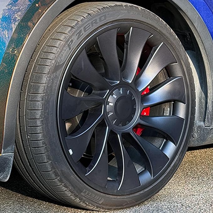 for Tesla Model Y 21 Inch Wheel Rim Protector Hubcaps Uberturbine Wheels Rim Cover Tire Trim Rings Matte Black 4Pcs Model Y Accessories
