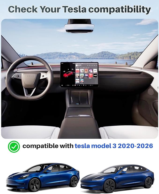 Tesla Model 3 Roof Sunshade, Magnetic Snap-On, Non-Sagging Glass Roof Sun Shade, Extreme Heat Shield with Nano-Silver Layer, UV Protection, Seamless Fit Panoramic Sunroof, Blue