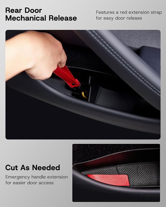 Door Side Storage Box for Tesla Model Y Juniper Accessories, [Include Rear Door Emergency Pull Cord] Front& Rear Pocket Liners, TPE Waterproof Anti-scratch Slot Pockets Organizer- 6 Pcs
