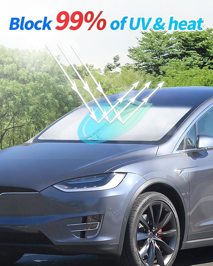 Roof Sunshade, Windshield Sunshade,Rear Windshield Sunshades,Glass Sunroof Shade UV Sun Blocking Heat Shade Comptatible with Tesla Model X 2015-2025