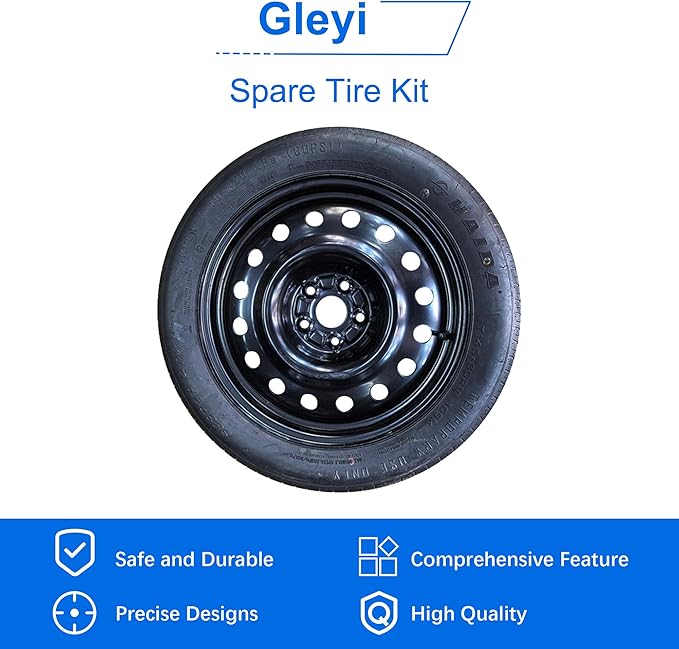 Spare Tire Kit Compatible with 2017-2026 Model 3 - Includes 18x4 Rim, 135/80R18 Spare Tire, 26.5” Rolling Diameter Includes car Jack kit and Spare tire Bag.