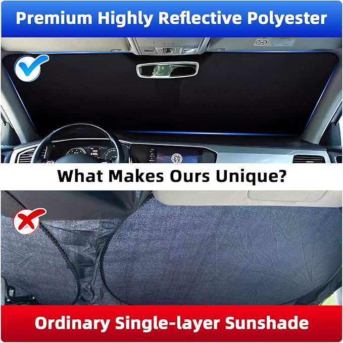 Side Window Sunshades for Ford Fusion 2013-2021, Front Window Shades Custom Fit for Fusion, Foldable Car Sun Shield with Steering Wheel Sunshade to Block UV Keep Car Cool