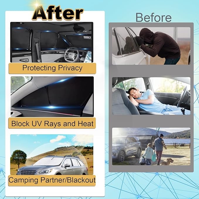 KMF 10pcs Thicken Sun Shades for BMW X3 Accessories 2018-2024, Full Car Window Covers Sunshade for Windshield Side Rear, UV Block Visor Protecting Privacy Blackout for Car Camping