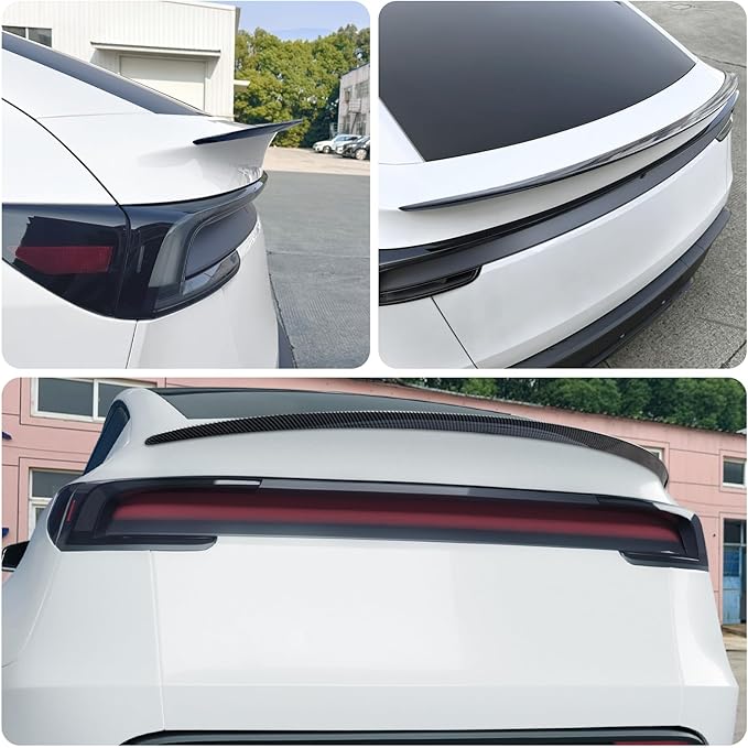 Spoiler Fit for Tesla Model Y Juniper 2025 2026, Upgrade ABS Material Rear Spoiler Wing OEM Rear Trunk Lip, Model Y Juniper Accessories, Glossy Carbon Fiber