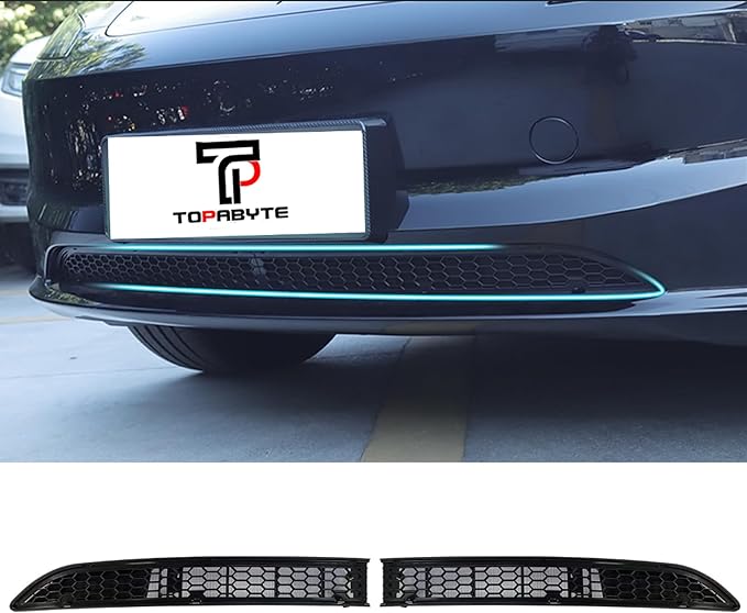 Front Grill Mesh Insert for Tesla Model 3 Highland 2025 2024 Car Lower Bumper Segmented Net, Front Air Inlet Vent Grille Grid Cover Protection Replacement Accessories