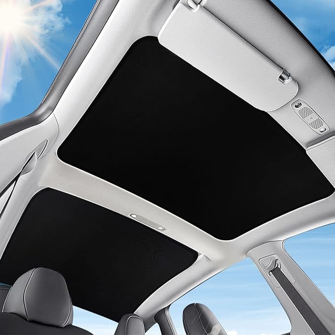 Upgraded Model 3 Sunshade Roof for 2024-2026 Tesla Model 3, Patent Magnetic Seamless Design for Sunshade Accessories with No Gaps at All, Heat Insulating Sun Shade, with Storage Bag,Black
