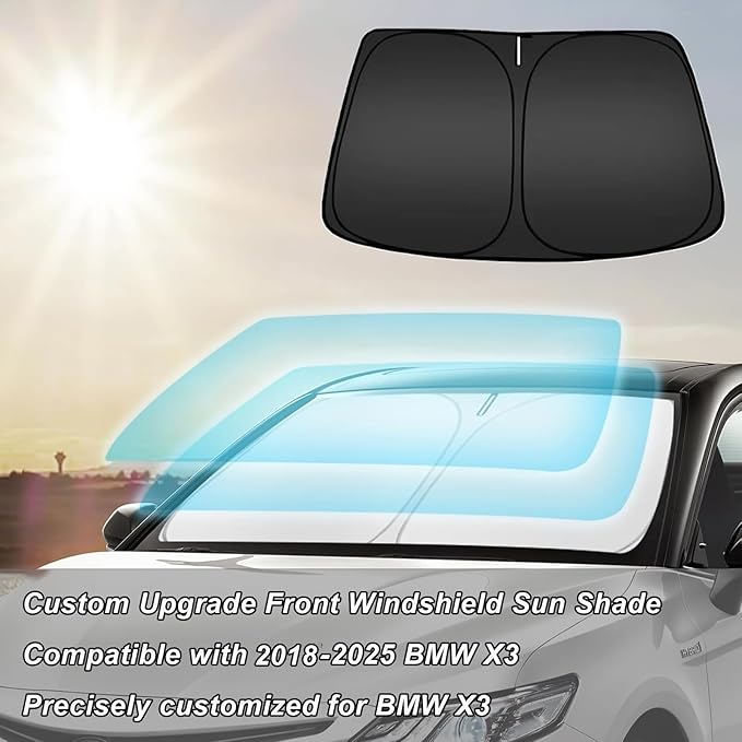 Windshield Sun Shade Compatible with BMW X3 2025 2024 2023 2022 2021 2020 2019 2018