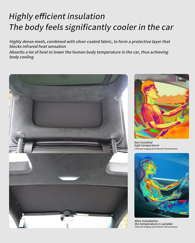 Roof Sunshade, Windshield Sunshade,Rear Windshield Sunshades,Glass Sunroof Shade UV Sun Blocking Heat Shade Comptatible with Tesla Model X 2015-2025