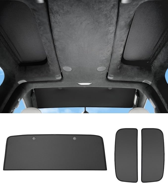Zanch Upgraded Tesla Model X Sunshade Roof [No Gaps, Never Sag] 3PCS Heat Insulation Custom Fit Front Roof Glass Sun Shade for Model X 2020-2025, Black