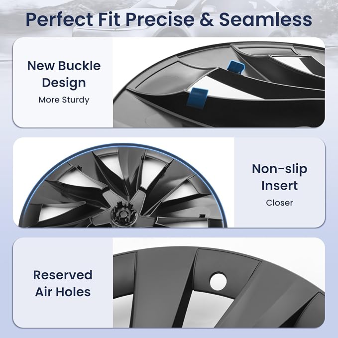 Model Y Wheel Covers 20 inch Juniper Helix 2.0 2025 2026, 20" Matte Black Wheel Protector Compatible with Tesla Model Y Accessories 2025 2026 (Refreshed Juniper Only 4PCS)