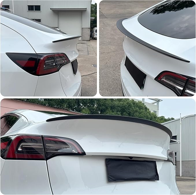 Spoiler Fit for Tesla Model Y 2020-2024, Upgrade ABS Material Rear Spoiler Wing OEM Rear Trunk Lip, Model Y Accessories, Matte Carbon Fiber