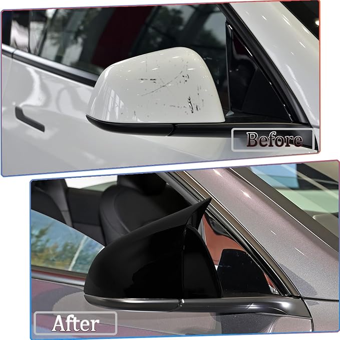 Side Mirror Cover,for Tesla Model Y 2021-2024，2PCS Turn Signal housing Cover Sets car Accessories -Bright Black（Not Fit 2025 Juniper）