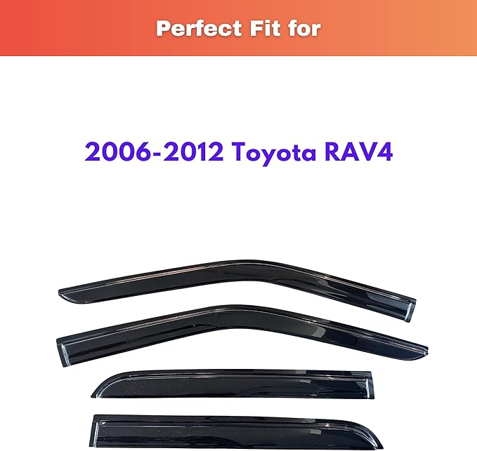 KPY Rain Guards Fit for 2006-2012 Toyota RAV4, Out-Channel Window Visors Vent Wind Deflectors 4PC, Car Accessories for 06-12 RAV4