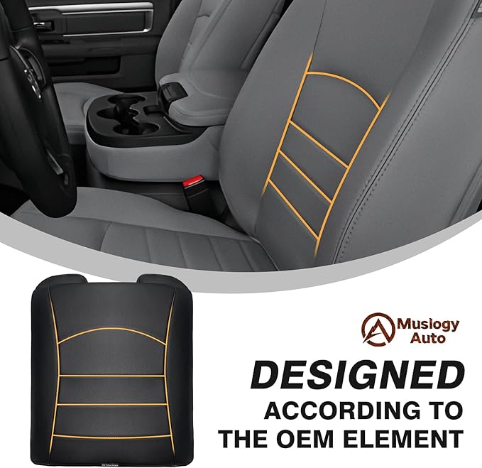 Muslogy Center Console Armrest Cover Fit for Dodge Ram1500 2013-2018 & Ram2500/3500 2013-2026 Accessories, Comfort Armrest Pad Console Lid Cushion Vegan Leather 1-Inch Extra Thick(Jump Seat ONLY)