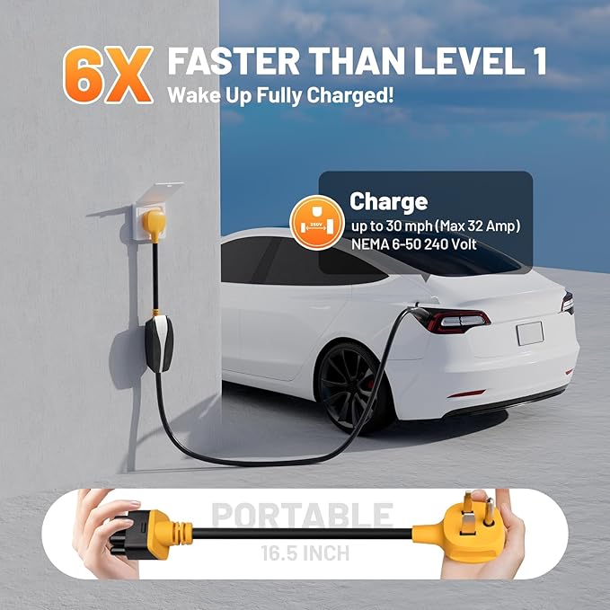 MECMO NEMA 6-50 Adapter for Tesla Gen 2 Mobile Charger, 32 Amp 240V, NEMA 6-50P to Tesla Gen II Mobile Connector Adaptor for Tesla Model 3/Y/S/X Level 2 Charging at 3 Prong Welder Outlet