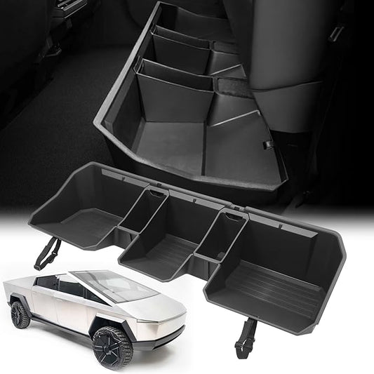 PENSUN Rear Under Seat Storage Box Fit for Tesla Cybertruck 2024, Hidden Second Row Underseat Storage Bin Organizer Black Tool Box for Cyber Truck Accessories