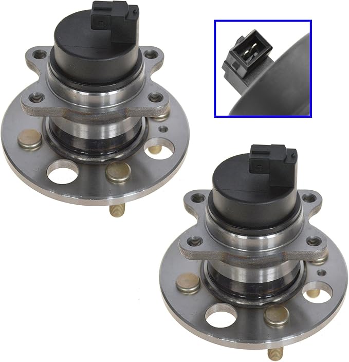 TRQ 2 Piece Rear Wheel Bearing & Hub Assembly Set Compatible with 2006-2011 Hyundai Accent Kia Rio Rio5